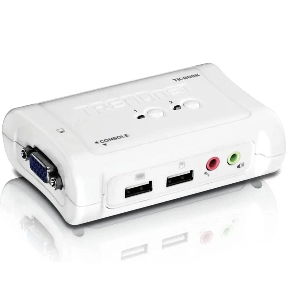 TRENDnet 2-Port USB KVM Switch Kit w/ Audio VGA TK-209K White